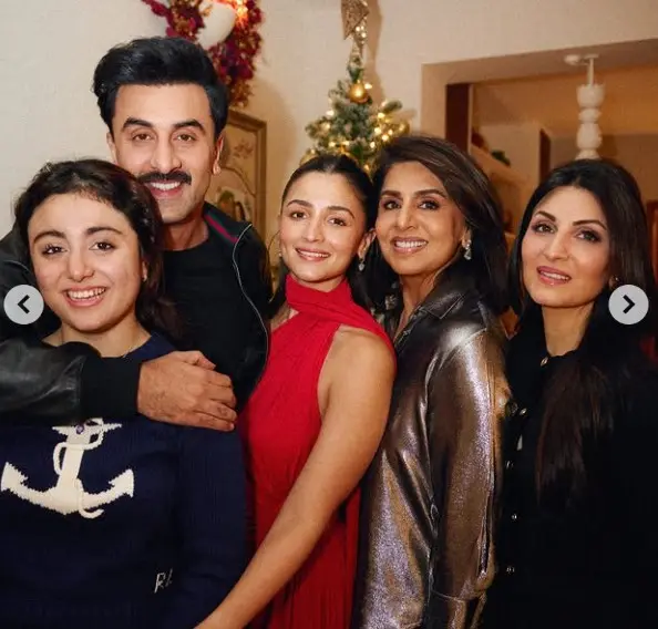 Alia Bhatt Stuns In ₹28,000 Red Saree Dress At Christmas Celebration With Family